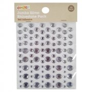 12Packs X 100Pcs Self-adhesive Jumbo Silver Look Rhinestones