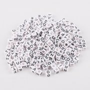 500g White & Black Alphabet Letter Cube Beads 6mm