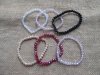 6Pcs Elastic 6mm Crystal?Glass Beaded Bracelet Mixed Color