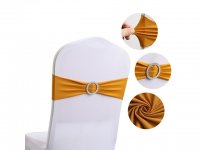 10Pcs Golden Spandex Stretch Sash Chair Wider Bow Wedding Venue