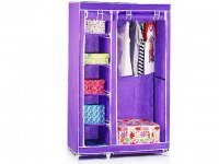 1X New 5-Shelves Storage Wardrobe w/Curtain Cover Purple