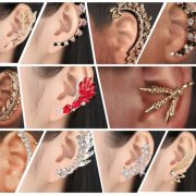 6Prs Crystal Ear Cuff Warp Ear Clip Fashion Earrings White Card