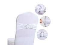 10Pcs White Spandex Stretch Sashes Chair Wider Bow Wedding Venue