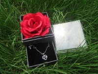 1Set Preserved Eternal Rose Box w/Crystal Necklace Gifts For Her