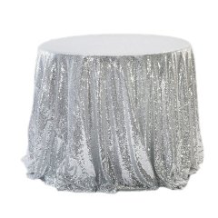 1Pc Silver Sequin Table Cloth Cover Backdrop Wedding Party 120x2