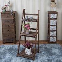 1X Wooden Coffee 3 Tier Shelf Planter Stand Storage Plant Rack