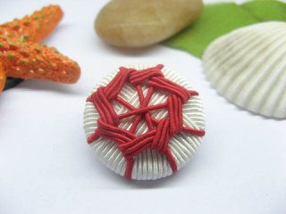 4x5pcs Red Handcrafted Buttons w/Octagonal Flower Décor.