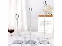 1Set 3Pcs Silver Tulip Candle Holder Candlestick Wedding Party