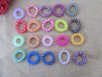 20Pcs Telephone Wire Cord Scrunchies Rope Hair Elastic 3.5-5cm D