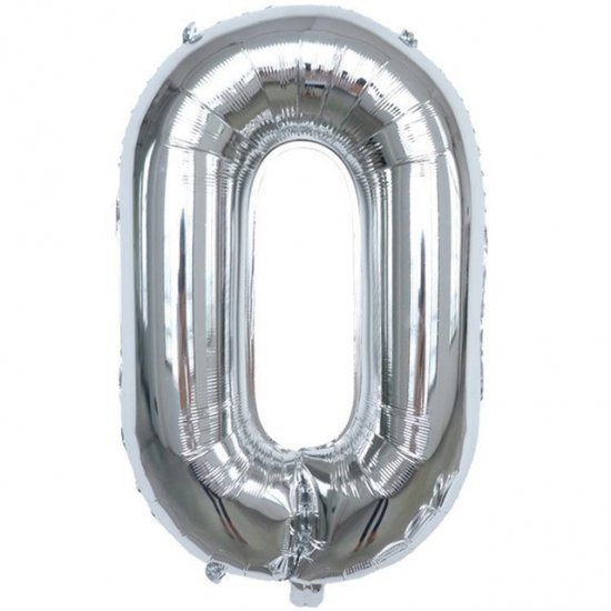 6Pcs Silver Numbers 0 Air-Filled Foil Balloons Party Decor - Click Image to Close