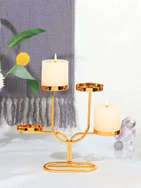 1Pc Vintage Romantic Gold 4-Head Candle Holder Party Home Decor - Click Image to Close