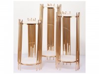 1Set x 3Pcs Rosegold Round Plinth Pedestal Wedding Display Stand