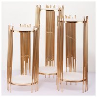 1Set x 3Pcs Rosegold Round Plinth Pedestal Wedding Display Stand