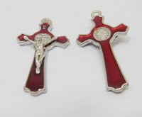 20X Red Charm Cross Pendant Jewellery Finding 5.3x2.9x0.8cm