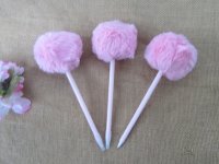 10Pcs Cute Pink Poms Ball Pens Ball Point Pen Blue Ink