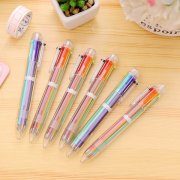 10Pcs Clear 6 Color Automatic Ballpoint Pen Ballpens