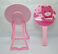 1Set X 2Pcs Pink Handheld & Stand Single Side Makeup Mirror