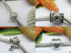 50Pcs Silver Plated European Thread Beads Assorted be-m13 50Pcs Silver Plated European Thread Beads Assorted be-m13