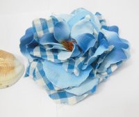 60Pcs Checkered Blue Artificial Rose Flower Head Buds