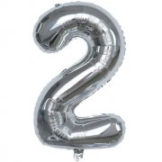 6Pcs Silver Numbers 2 Air-Filled Foil Balloons Party Decor