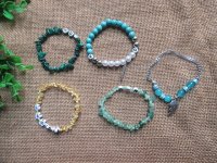 6Pcs New Various Elastic Stone Bracelet with Beads