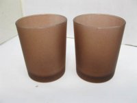 40 Frosted Glass Tea Light Holder Wedding Favor 6.5cm COFFEE