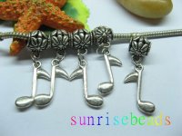 20pcs Tibetan Silver Bail Beads European Beads with Dangle Notes