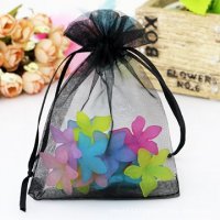 100 Black Drawstring Jewelry Gift Pouches 12x9cm