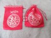 50Pcs Red Double Happiness Candy Bag Jewellery Pouch Drawstring