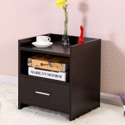 1X New Black Bedside Cabinet - 1 Drawer 45x38x35cm