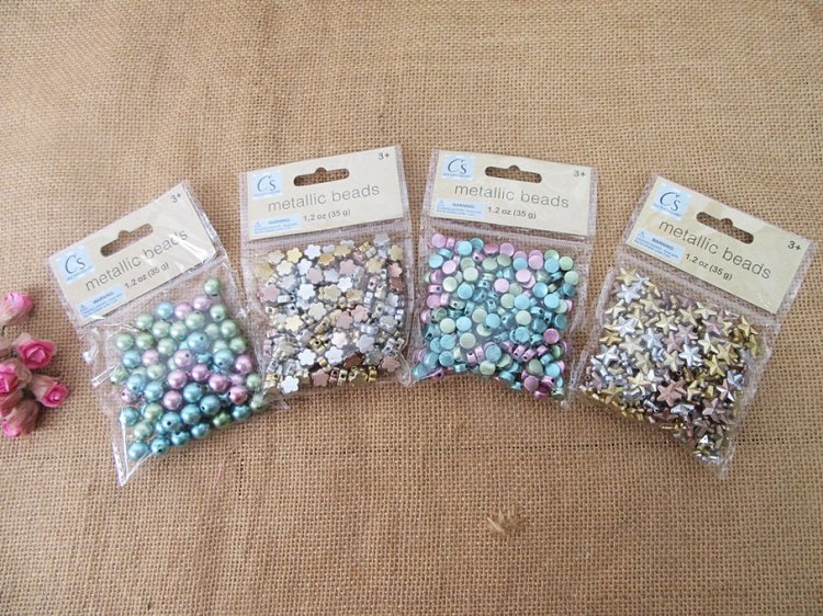 12Sheet x 35g Metallic Beads DIY Craft Jewelry Making Accessory - Click Image to Close