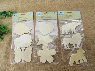 12Packs x 6Pcs Wood cut-outs Scrapbooking for Kids Art