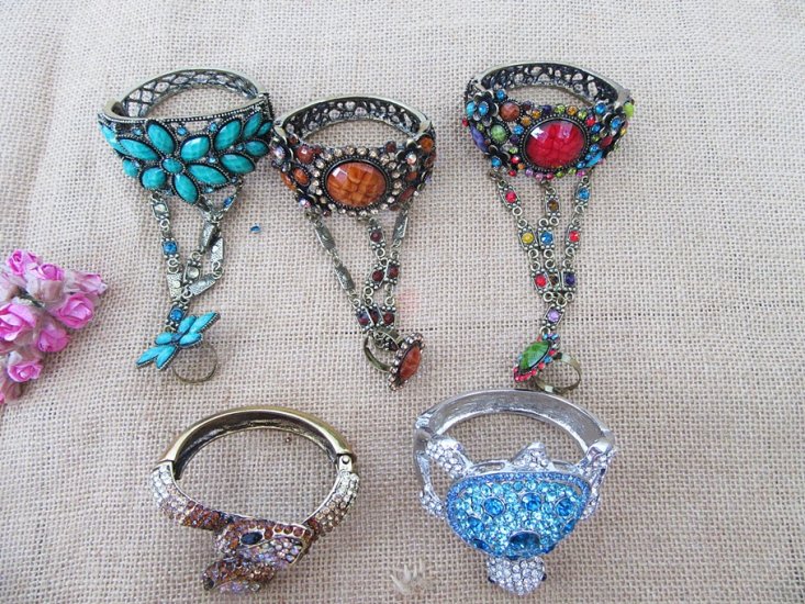 6Pcs Vintage Rhinestone Bangle Bracelet Fashion Jewellery - Click Image to Close