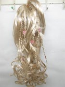 6X Beige Curled Hair Wigs with Braid 35cm