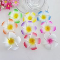 12Pcs Hair Clip with Foam Frangipani Flower 8.8cm Mixed Color