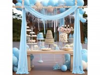 1Pc Light Blue Wedding Arch Chiffon Backdrop Curtain Drapes