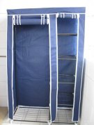 1X New 5-Shelves Storage Wardrobe w/Curtain Cover Navy