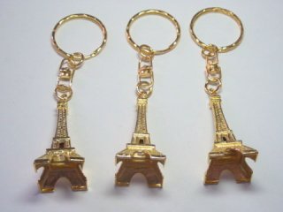 100 Golden Plated France Eiffel Tower Key Rings