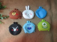 6Pcs Animal Head Jelly Clutch Coin Bag Purse Wallet Handbag