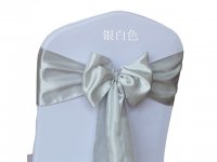 10Pcs Silver Grey Satin Sashes Chair Wider Bow Wedding Venue