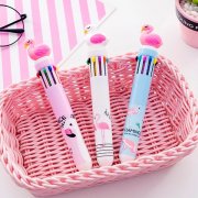 5Pcs Flamingo 10 Color Automatic Ballpoint Pen Ballpens