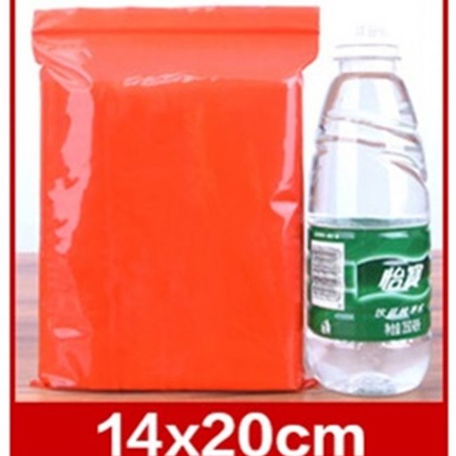 100Pcs Red Resealable Zip Lock Plastic Bag Privacy Pouch 20x14cm - Click Image to Close