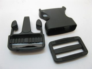 100Sets Black Side Release Buckles For 32mm Webbing