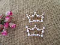 12Pcs Pearl Bead Crown Shape Hair Clip Hair Decor Accessories