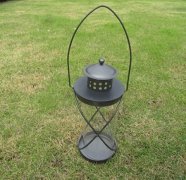 1X Black Metal Candle Lantern Wedding Decoration 21.5cm High