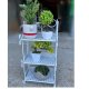 3-Layer White Flower Plant Pots Stand Shelf Shoe Rack Sundries