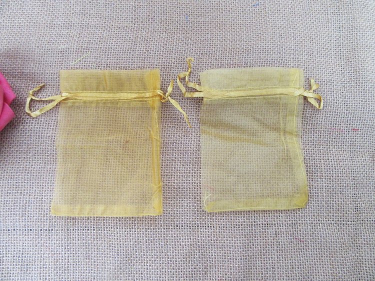 98Pcs Golden Drawstring Jewelry Gift Pouches 12x9cm - Click Image to Close