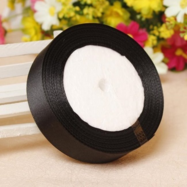 10Rolls X 25Yards Black Satin Ribbon 18mm - Click Image to Close