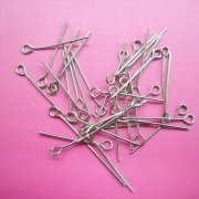 500Gram Nickel Plated Eye Pins Jewelry Finding 28mm Long