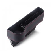 1Pc Black Car Seat Gap Organizer Storage Box Side Pocket w/Cup